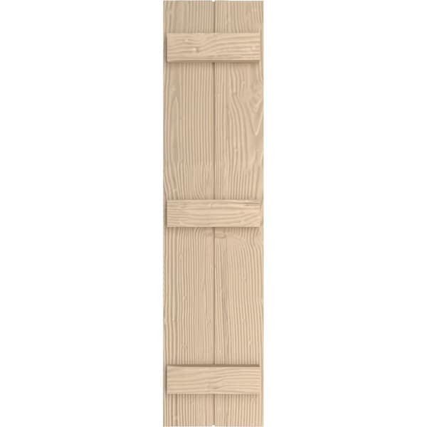 Ekena Millwork Rustic Two Board Joined Board-n-Batten Sandblasted Faux Wood Shutters, 11W x 82H, PR - SHUBJS11X82SDPR