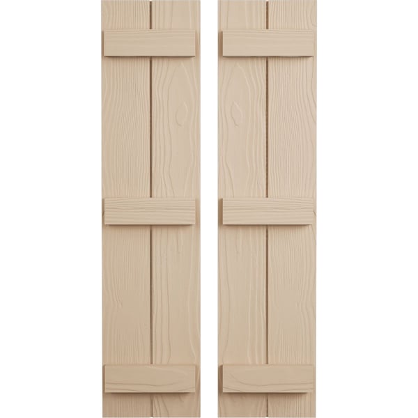 Ekena Millwork Rustic Two Board Joined Board-n-Batten Sandblasted Faux Wood Shutters, 11W x 82H, PR - SHUBJS11X82SDPR