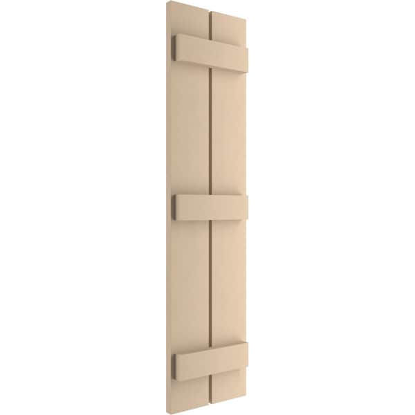 Ekena Millwork Rustic Two Board Spaced Board-n-Batten Smooth Faux Wood Shutters, 11 1/2W x 58H, PR - SHUBSS11X58SMPR
