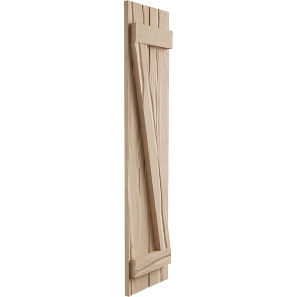 Ekena Millwork Rustic Two Board Joined Board-n-Batten Riverwood Faux Wood Shutters w/Z-Board, 11W x 62H, PR - SHUBJZ11X62RWPR