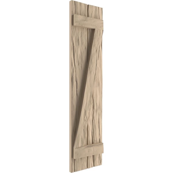 Ekena Millwork Rustic Two Board Joined Board-n-Batten Riverwood Faux Wood Shutters w/Z-Board, 11W x 62H, PR - SHUBJZ11X62RWPR