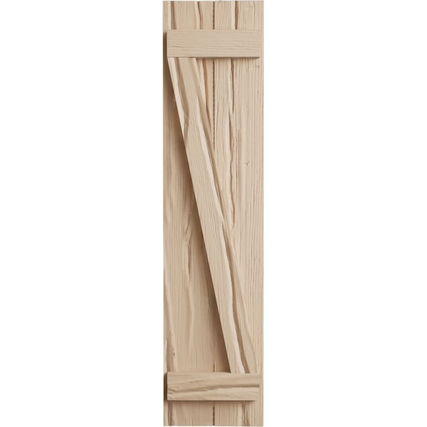 Ekena Millwork Rustic Two Board Joined Board-n-Batten Riverwood Faux Wood Shutters w/Z-Board, 11W x 62H, PR - SHUBJZ11X62RWPR