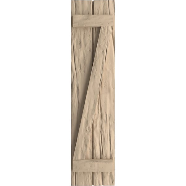 Ekena Millwork Rustic Two Board Joined Board-n-Batten Riverwood Faux Wood Shutters w/Z-Board, 11W x 62H, PR - SHUBJZ11X62RWPR