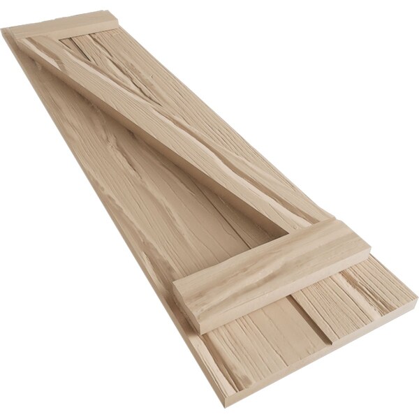 Ekena Millwork Rustic Two Board Joined Board-n-Batten Riverwood Faux Wood Shutters w/Z-Board, 11W x 62H, PR - SHUBJZ11X62RWPR