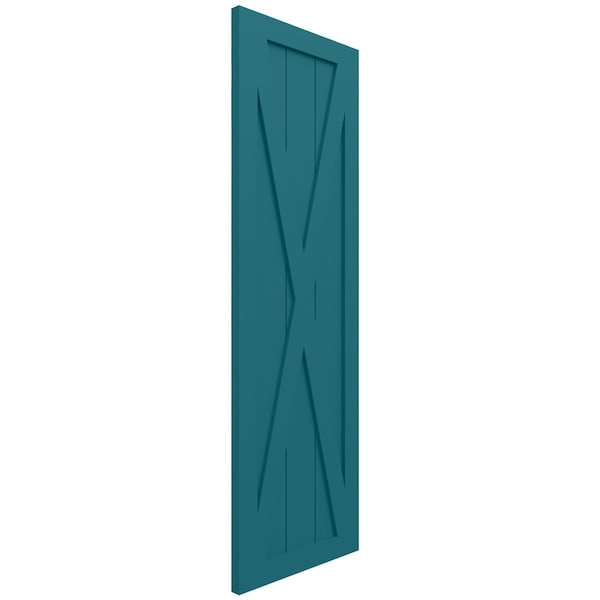 Ekena Millwork True Fit PVC Single X-Board Farmhouse Fixed Mount Shutters, Antigua, 12W x 52H, PR - TFP001FH12X052AN