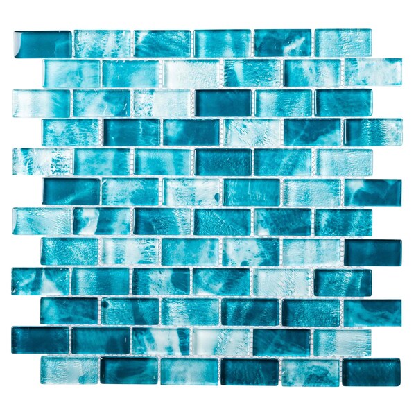 Andova Tiles SAMPLE-Bluz Cerulean 1 in. x 2 in. Glass Mosaic Wall Tile - SAM-ANDBLU963