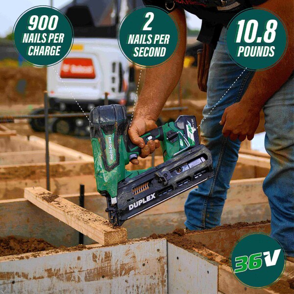 Metabo Hpt 36V Cordless Brushless 3-1/2in Duplex Nailer Kit - NR3675DDM