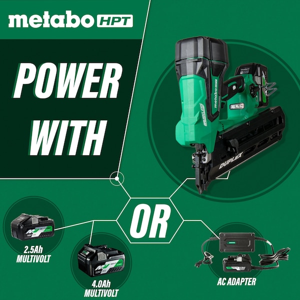 Metabo Hpt 36V Cordless Brushless 3-1/2in Duplex Nailer Kit - NR3675DDM