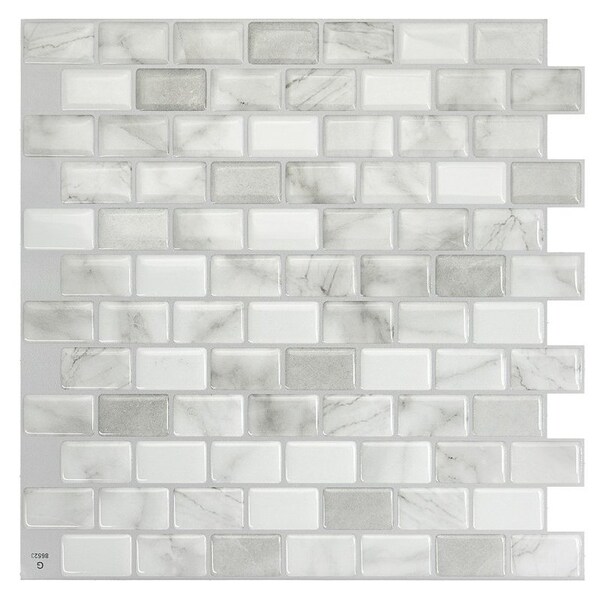 Smart Tiles Mosaik Series Wall Tile, 974 in L Tile, 98 in W Tile, Ravenna Roma Pattern, Vinyl - SM1103G-04-QG