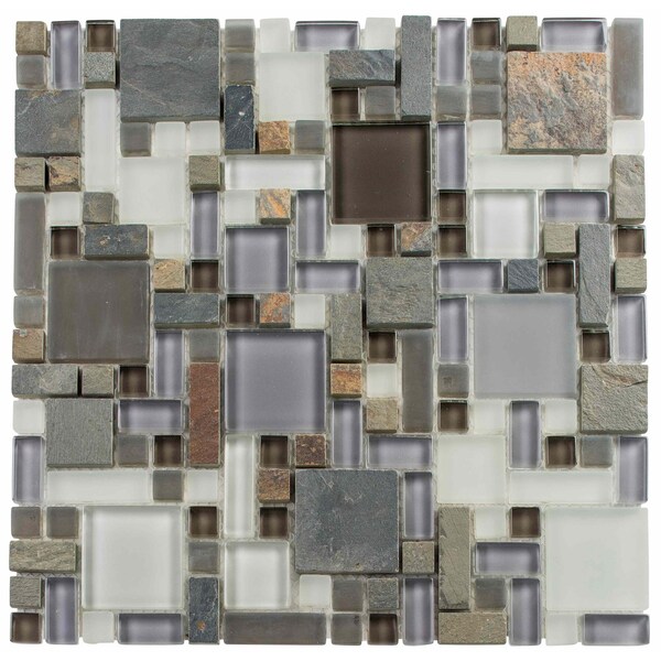 Andova Tiles SAMPLE-Straight Edge Glass and Slate Random Wall & Floor Tile - SAM-ANDWRI846