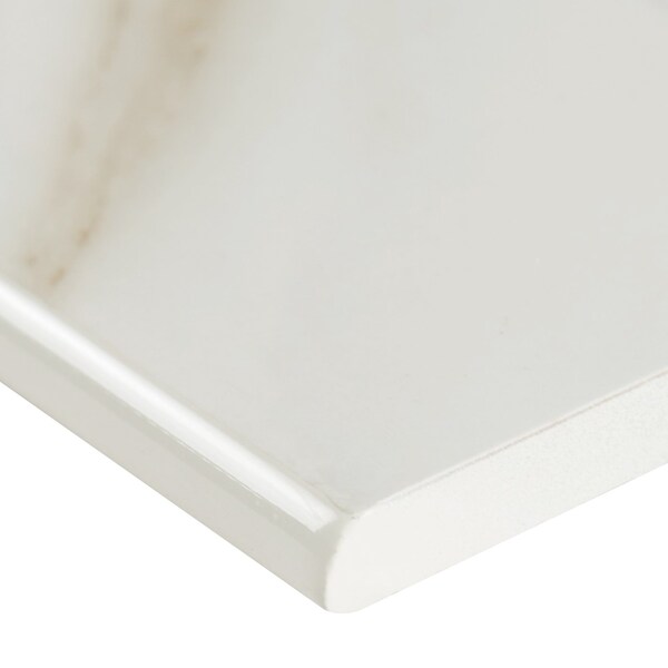 Msi Pietra Calacatta 3 In. X 18 In. Bull Nose Tile Trim In High Gloss, 25PK - ZOR-PT-TR-0142