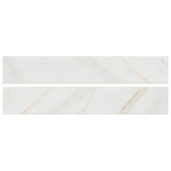 Msi Pietra Calacatta 3 In. X 18 In. Bull Nose Tile Trim In High Gloss, 25PK - ZOR-PT-TR-0142