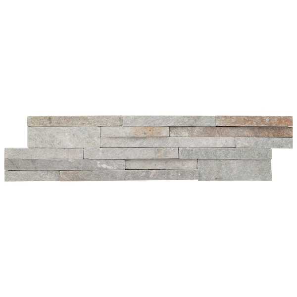 Msi Royal White Splitface Ledger Corner 6 In. X 18 In. Natural Quartzite Wall Tile, 6PK - ZOR-PNL-0062