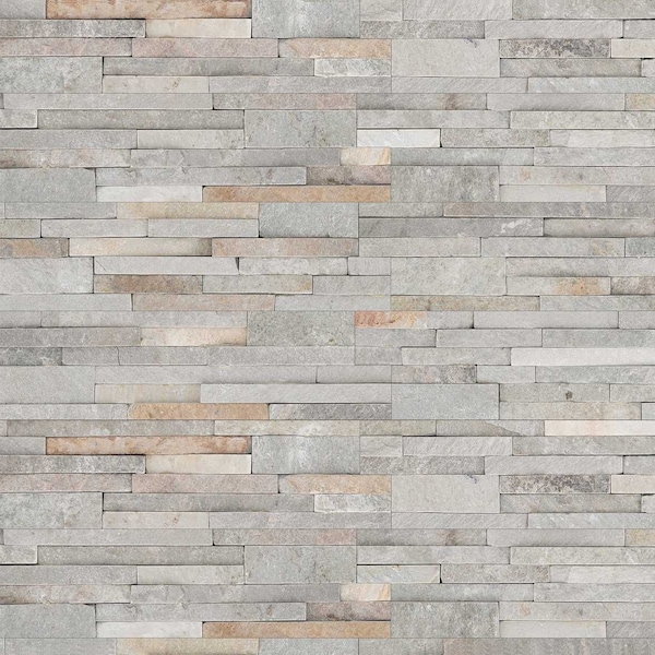 Msi Royal White Splitface Ledger Corner 6 In. X 18 In. Natural Quartzite Wall Tile, 6PK - ZOR-PNL-0062