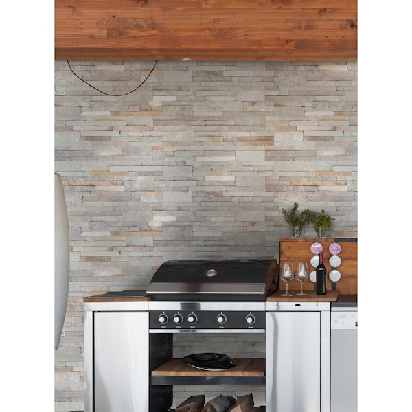 Msi Royal White Splitface Ledger Corner 6 In. X 18 In. Natural Quartzite Wall Tile, 6PK - ZOR-PNL-0062