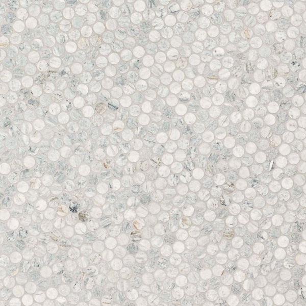 Msi Capri Blue Round Honed Sample Honed Marble Mesh Mounted Mosaic Tile - ZOR-MD-0592-SAM