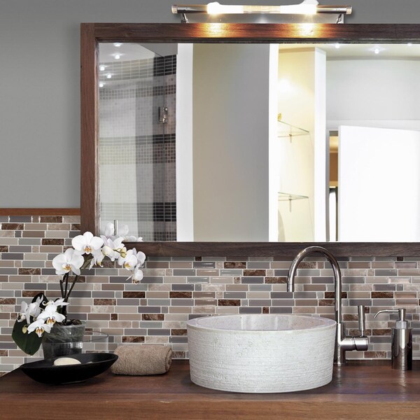 Smart Tiles Smart Tiles 9.36 in. W X 9.73 in. L Multicolored Mosaic Vinyl Adhesive Wall Tile 4 pc - SM1097-4