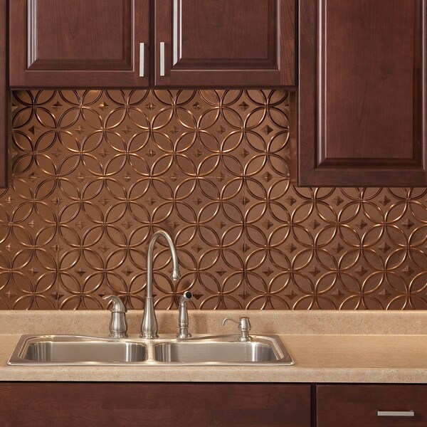 Fasade Fasade 18in x 24in Rings Oil Rubbed Bronze Backsplash Panel 5pk - PB6126