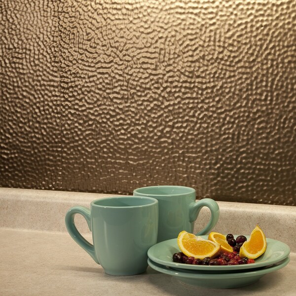Fasade Fasade 18in x 24in Hammered Argent Bronze Backsplash Panel 5pk - PB5528