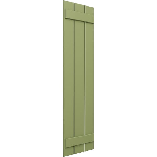 Ekena Millwork True Fit PVC Three Board Spaced Board-n-Batten Shutters, Moss Green , 17 1/8W x 55H, PR - TFP101SBF17X055MG