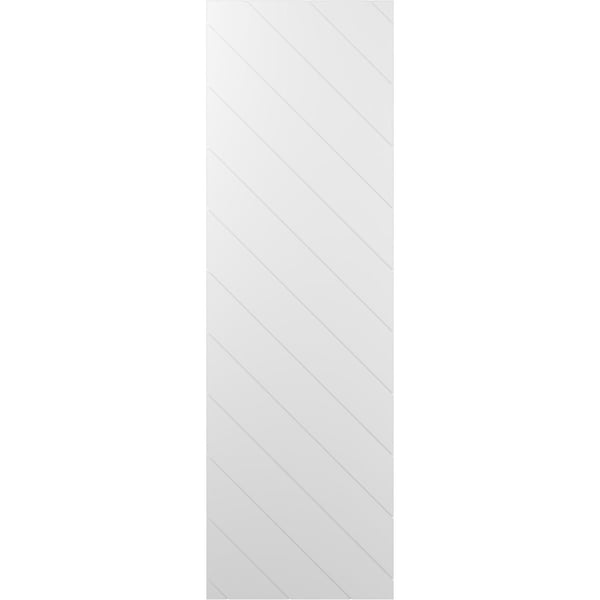 Ekena Millwork 18W x 66H True Fit PVC Diagonal Slat Modern Style Fixed Mount Shutters, White, PR - TFP001DG18X066WH