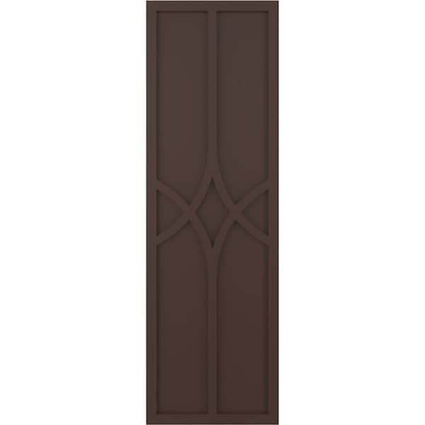 Ekena Millwork True Fit PVC Cedar Park Fixed Mount Shutters, Raisin Brown, 18W x 80H, PR - TFP001CP18X080TB