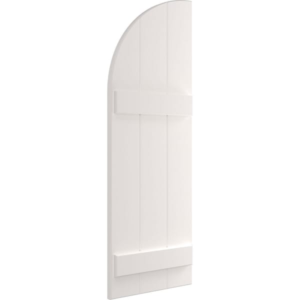 Ekena Millwork True Fit PVC, Three Board Arch Top Joined Board-n-Batten Shutters, Unfinished, 16 1/8W x 43H, PR - TFP101BA16X043UN