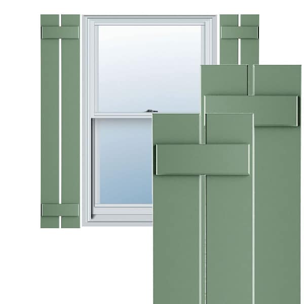 Ekena Millwork True Fit PVC, Two Board Spaced Board-n-Batten Shutters, Track Green, 11 1/4W x 73H, PR - TFP101SBF11X073TG