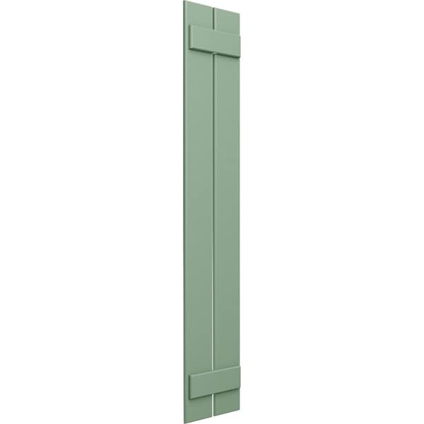 Ekena Millwork True Fit PVC, Two Board Spaced Board-n-Batten Shutters, Track Green, 11 1/4W x 73H, PR - TFP101SBF11X073TG