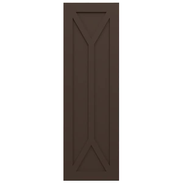 Ekena Millwork True Fit PVC San Carlos Mission Style Fixed Mount Shutters, Raisin Brown, 15W x 80H, PR - TFP001SC15X080TB