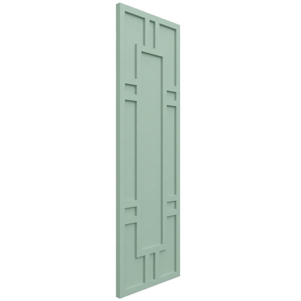 Ekena Millwork True Fit PVC Hastings Fixed Mount Shutters, Seaglass, 12W x 71H, PR - TFP001HS12X071SG