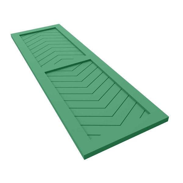 Ekena Millwork True Fit PVC Two Panel Chevron Modern Style Fixed Mount Shutters, Lilly Pads, 15W x 42H, PR - TFP101CV15X042LP