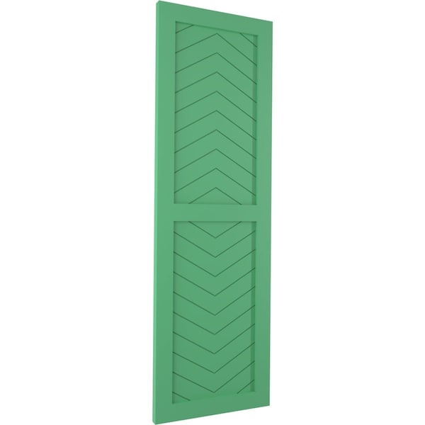 Ekena Millwork True Fit PVC Two Panel Chevron Modern Style Fixed Mount Shutters, Lilly Pads, 15W x 42H, PR - TFP101CV15X042LP