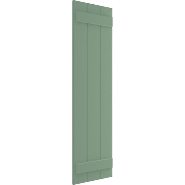 Ekena Millwork True Fit PVC, Three Board Joined Board-n-Batten Shutters, Track Green, 16 1/8W x 30H, PR - TFP101BBF16X030TG