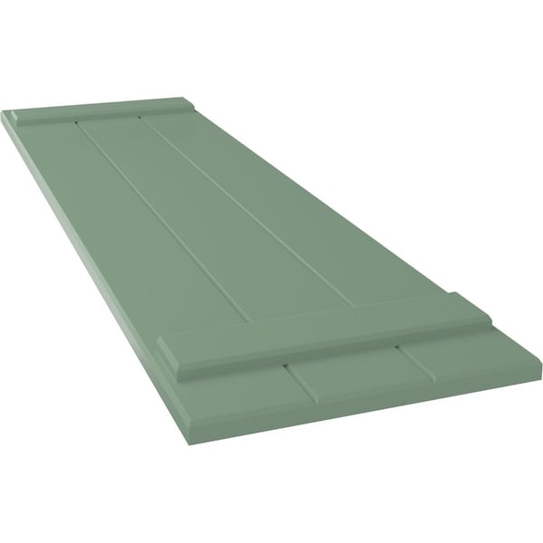 Ekena Millwork True Fit PVC, Three Board Joined Board-n-Batten Shutters, Track Green, 16 1/8W x 30H, PR - TFP101BBF16X030TG