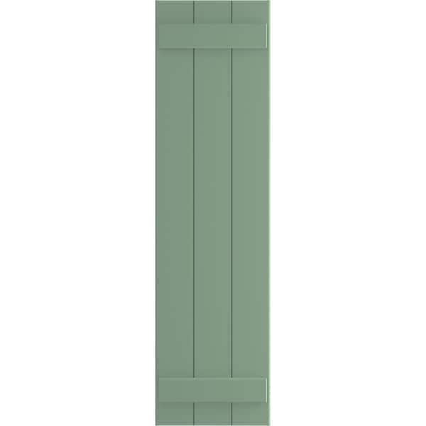 Ekena Millwork True Fit PVC, Three Board Joined Board-n-Batten Shutters, Track Green, 16 1/8W x 30H, PR - TFP101BBF16X030TG