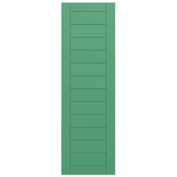 Ekena Millwork True Fit PVC Horizontal Slat Framed Modern Style Fixed Mount Shutters, Lilly Pads, 12W x 45H, PR - TFP001HF12X045LP