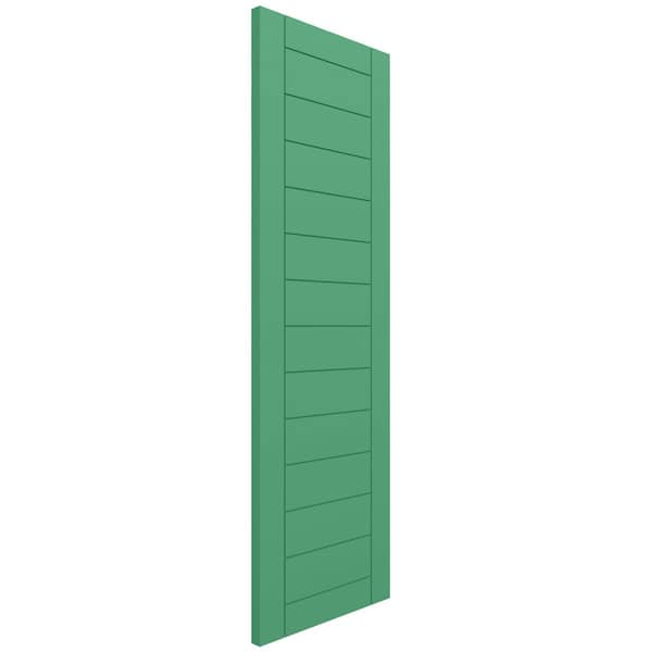 Ekena Millwork True Fit PVC Horizontal Slat Framed Modern Style Fixed Mount Shutters, Lilly Pads, 12W x 45H, PR - TFP001HF12X045LP