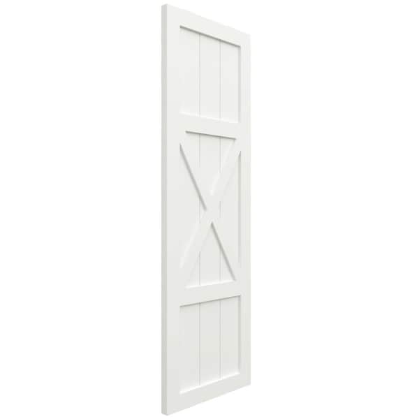 Ekena Millwork True Fit PVC Center X-Board Farmhouse Fixed Mount Shutters, Unfinished , 12W x 79H, PR - TFP107FH12X079UN