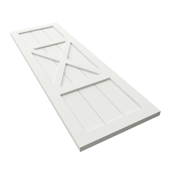 Ekena Millwork True Fit PVC Center X-Board Farmhouse Fixed Mount Shutters, Unfinished , 12W x 79H, PR - TFP107FH12X079UN