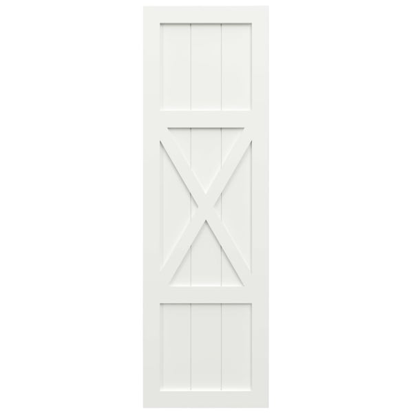 Ekena Millwork True Fit PVC Center X-Board Farmhouse Fixed Mount Shutters, Unfinished , 12W x 79H, PR - TFP107FH12X079UN