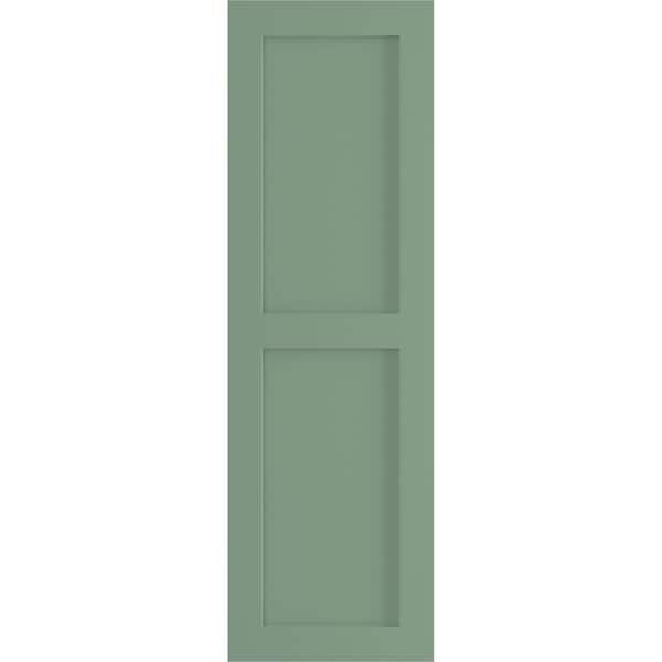 Ekena Millwork True Fit PVC Two Equal Flat Panel Shutters, Track Green, 18W x 75H, PR - TFP101FPF18X075TG
