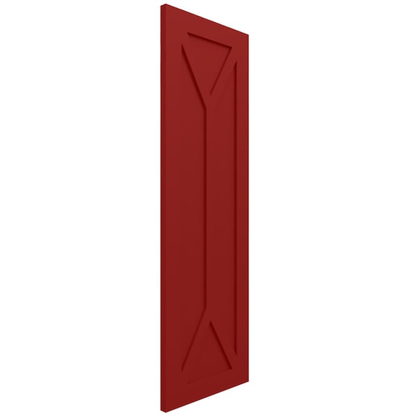 Ekena Millwork True Fit PVC San Carlos Mission Style Fixed Mount Shutters, Fire Red, 15W x 69H, PR - TFP001SC15X069BR