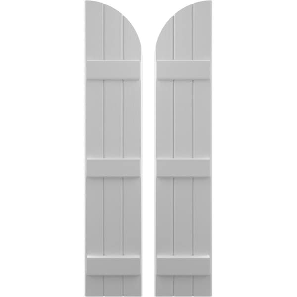 Ekena Millwork Americraft 3-Board (3 Batten) Wood Joined Board-n-Batten Shutters w/ Arch Top, ARW401BQ311X77PRH - ARW401BQ311X77PRH