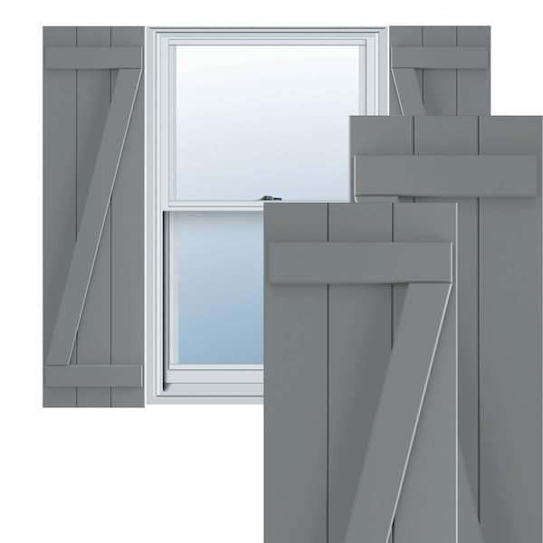 Ekena Millwork True Fit PVC Three Board Joined Board-n-Batten Shutters w/Z-Bar, Ocean Swell , 16 1/8W x 54H, PR - TFP102BBF16X054CH