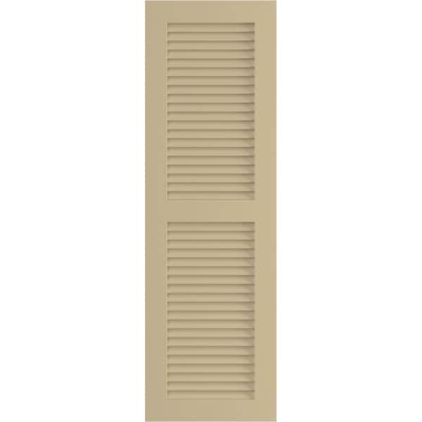Ekena Millwork True Fit PVC, Two Equal Louver Shutters, Natural Twine, 18W x 28H, PR - TFP101LVF18X028NT