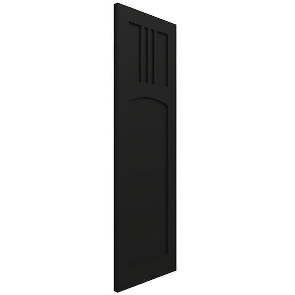 Ekena Millwork True Fit PVC San Miguel Mission Style Fixed Mount Shutters, Black, 18W x 60H, PR - TFP001SM18X060BL