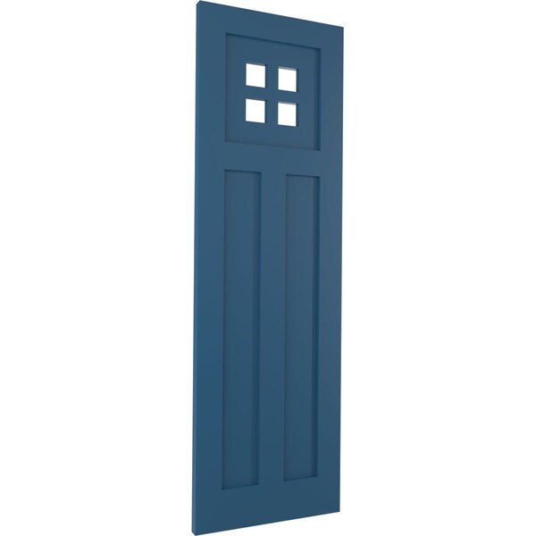 Ekena Millwork True Fit PVC San Antonio Mission Style Fixed Mount Shutters, Sojourn Blue, 15W x 65H, PR - TFP001ST15X065HB