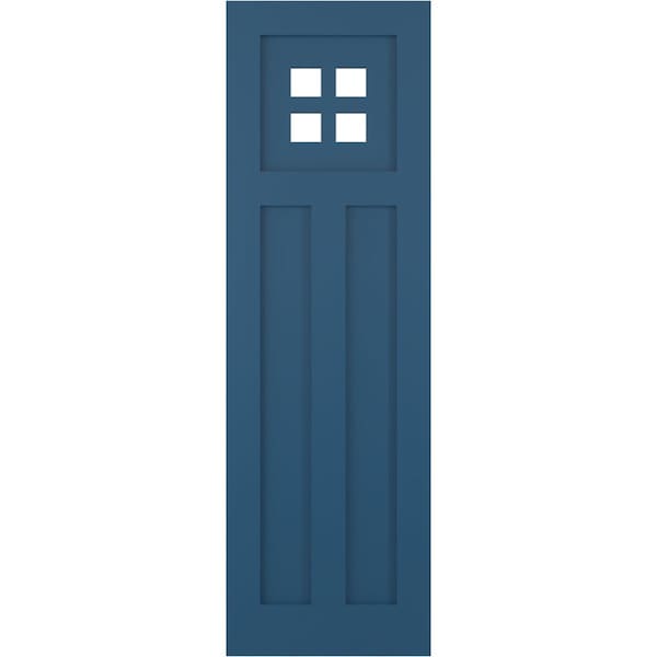 Ekena Millwork True Fit PVC San Antonio Mission Style Fixed Mount Shutters, Sojourn Blue, 15W x 65H, PR - TFP001ST15X065HB