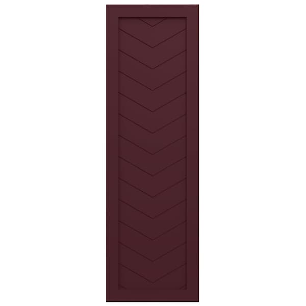 Ekena Millwork True Fit PVC Single Panel Chevron Modern Style Fixed Mount Shutters, Wine Red, 18W x 34H, PR - TFP001CV18X034WR